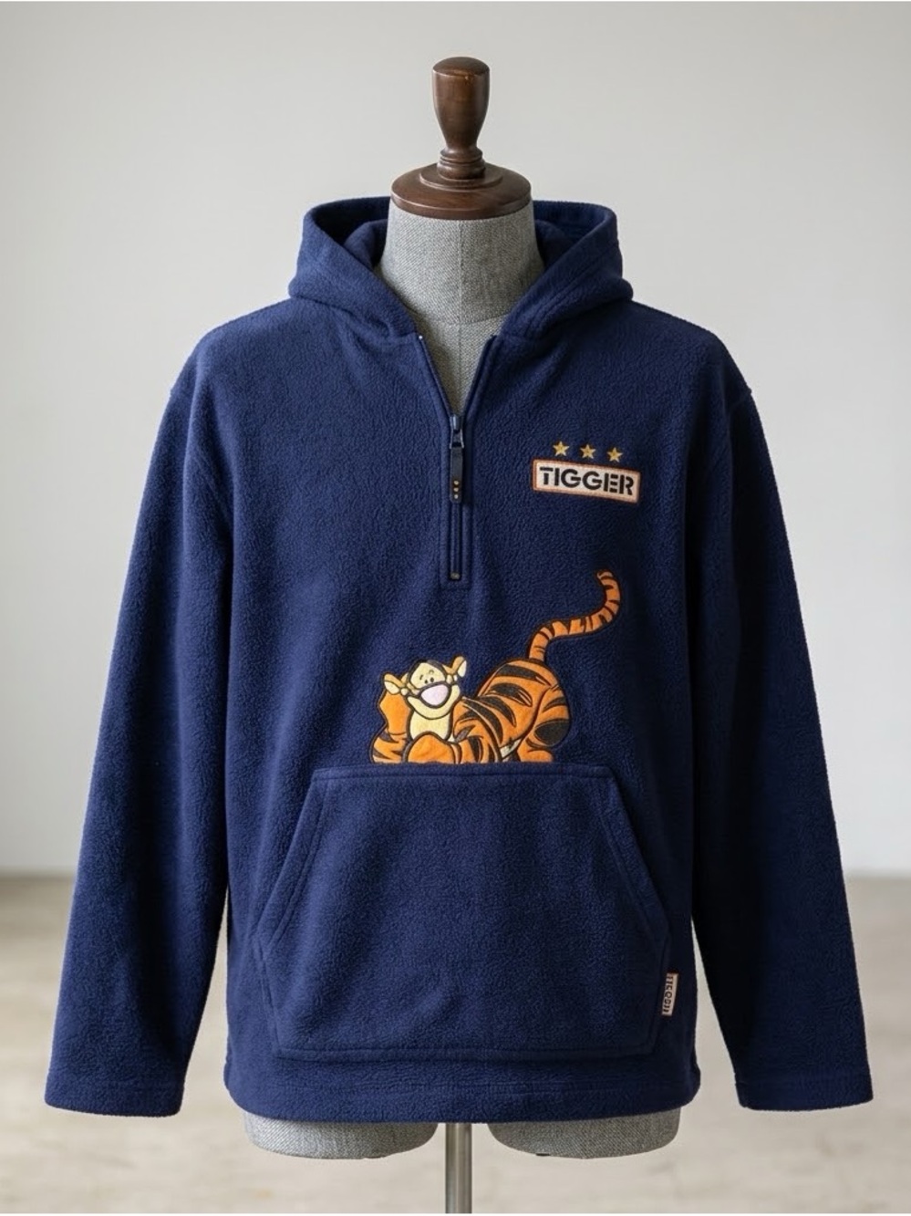 Disney Navy Half-Zip Fleece with Orange Tigger Graphic